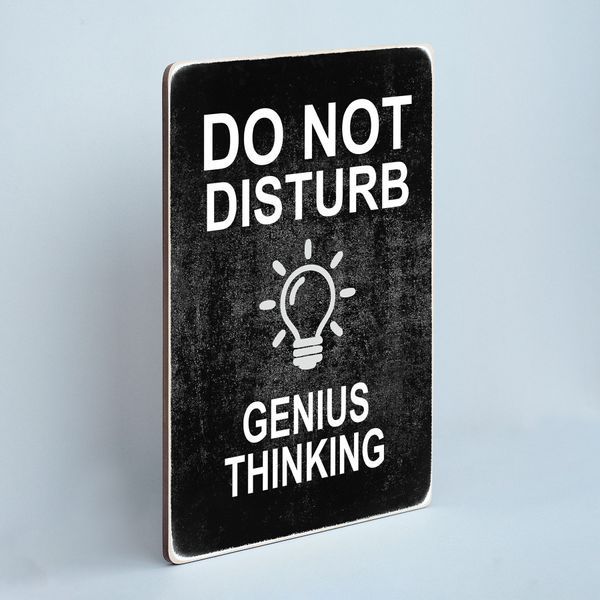Постер "Do not disturb. Genius thinking. Black background" pvh0060 фото