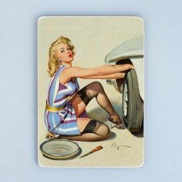 Постер "Пін-ап. Дівчина ремонтує авто" pvc1055 фото