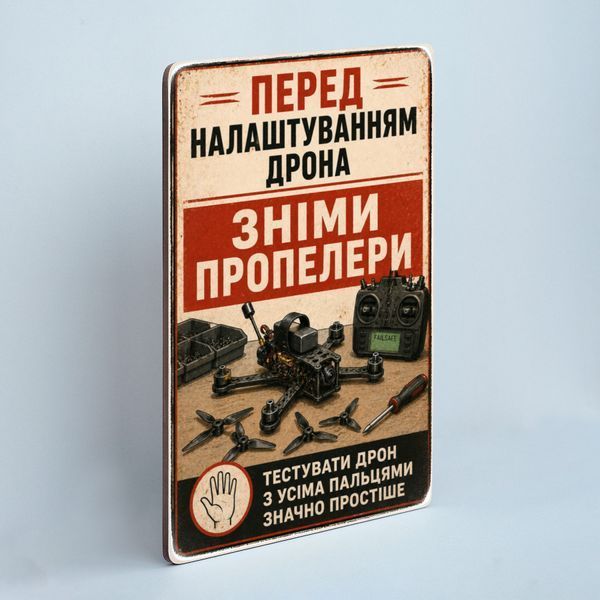 Постер &ldquo;Перед налаштуванням дрона &mdash; зніми пропелери&rdquo; pve0006 фото