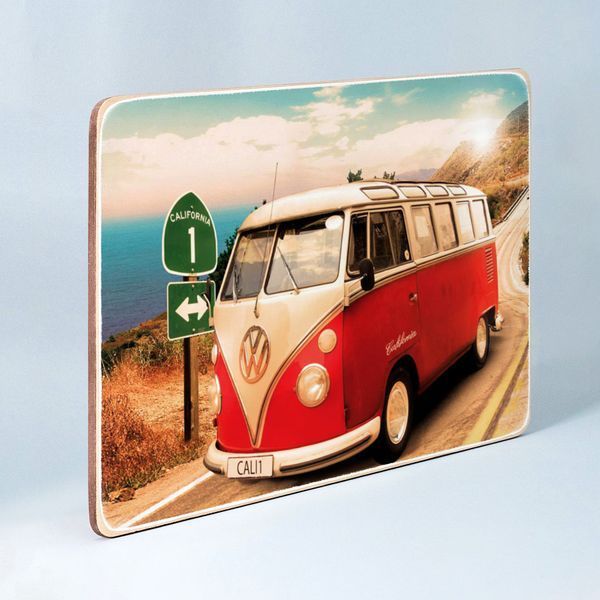 Постер "Volkswagen. Червоний Фольксваген Т1 на дорозі" pvm1064 фото
