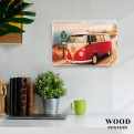Постер "Volkswagen. Червоний Фольксваген Т1 на дорозі"