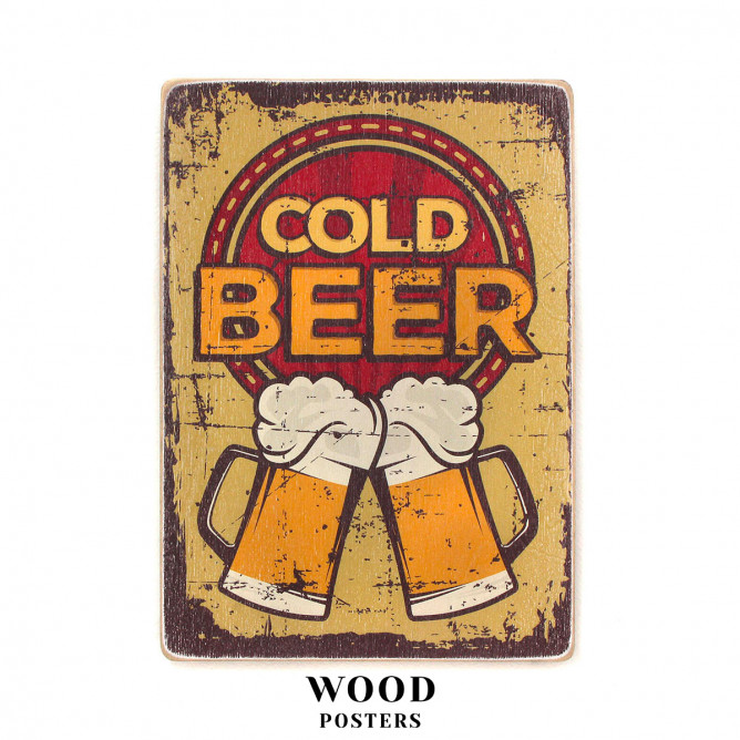 Постер "Cold beer. Yellow background"