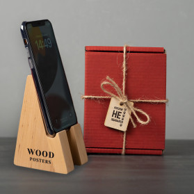Дерев'яна підставка для телефону WoodPosters у подарунковій упаковці